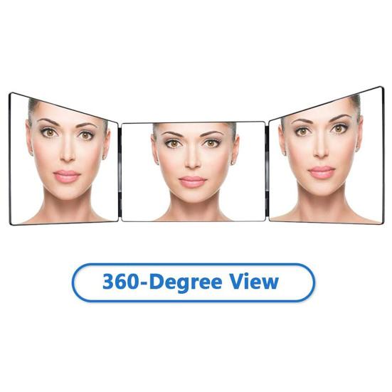 Mirror Realistic Reflection Easy To Store ABS 360-degree Tri-fold Mirror for Gift