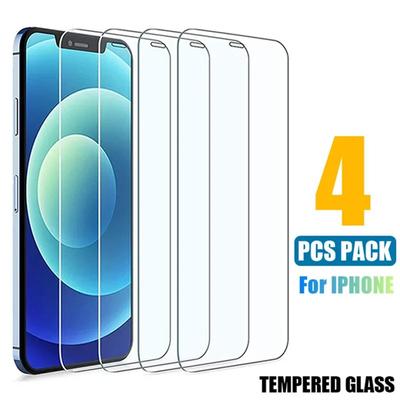 4 шт. закаленное стекло для iPhone 11 12 13 Pro XR X XS Max защитное стекло для iPhone 14 Pro Max Mini 7 8 6 6S Plus 5S SE стекло
