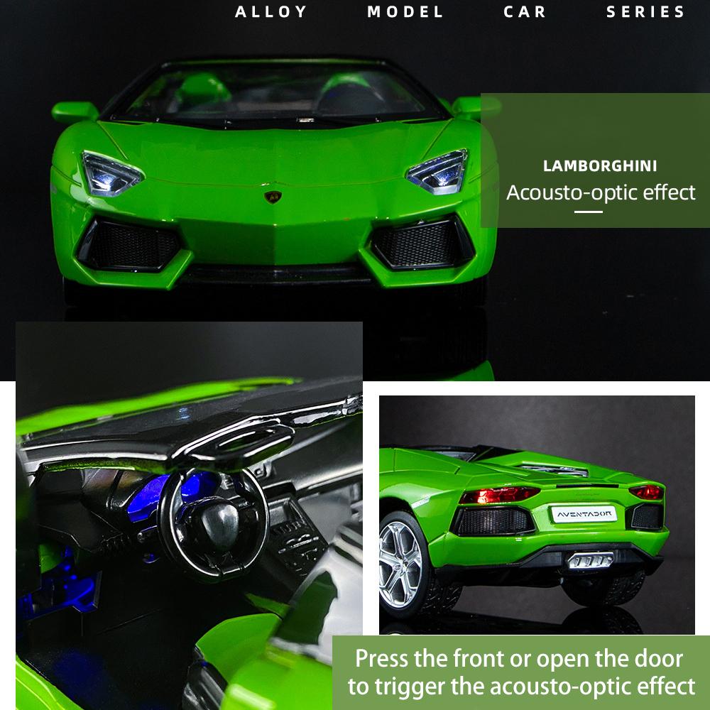1/24 масштаб Lambo Aventador, литая под давлением модель автомобиля, игрушечный автомобиль с откатным механизмом, звуком и светом для детей, коллекция подарков для мальчиков и девочек
