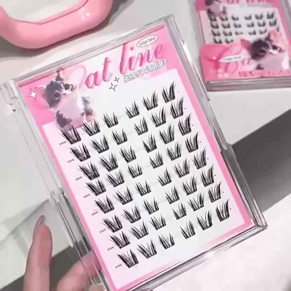 Тонкие самоклеящиеся пучки ресниц своими руками пучки накладных ресниц симпатичные бесклеевые накладные ресницы макияж