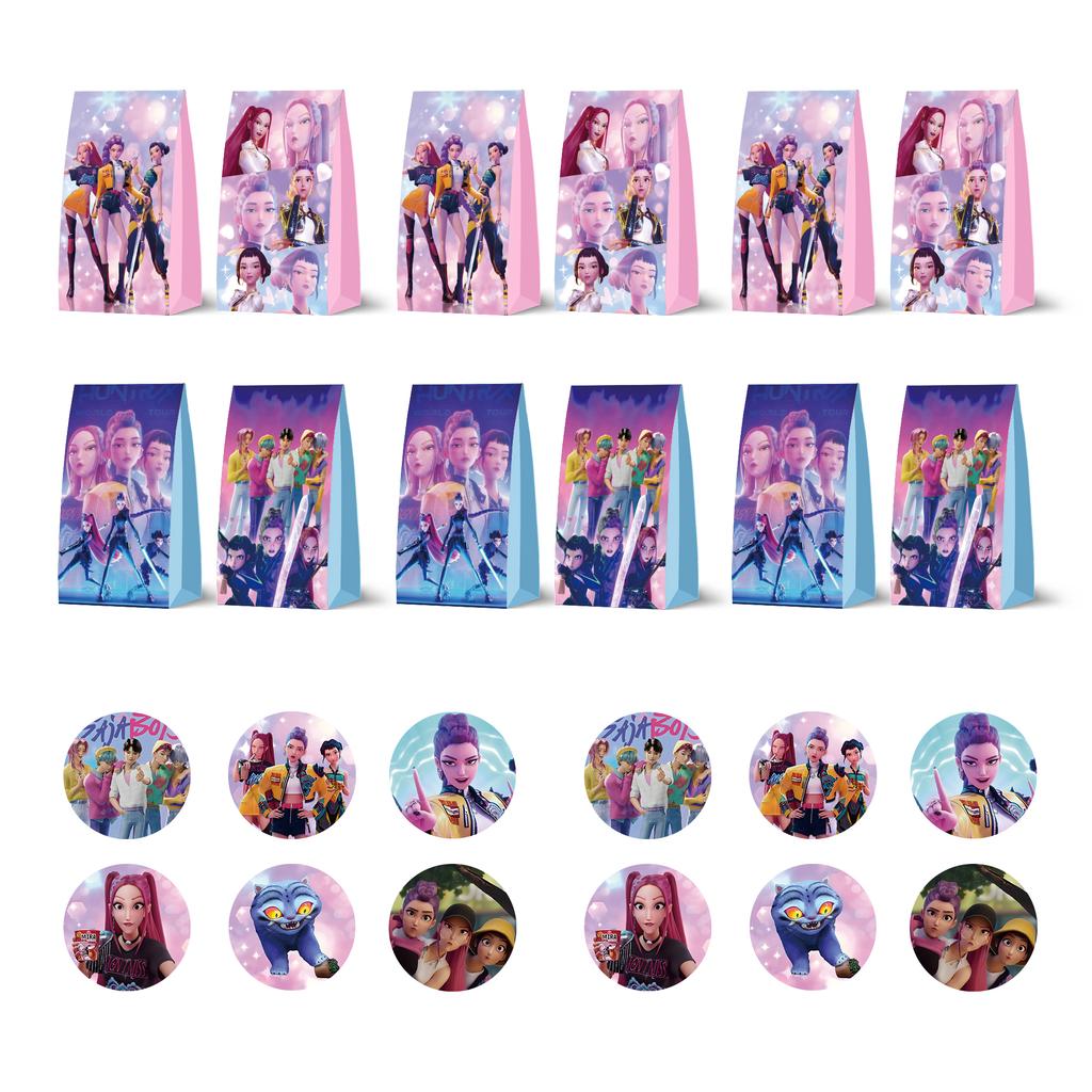 12 шт./Набор Охотники на демонов Конфетный бумажный пакет Крафт-бумажный пакет K-pop вечеринка Бумажный подарочный пакет Пакеты для упаковки подарков на детский день рождения