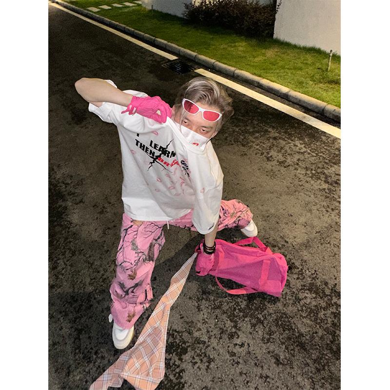 Брюки Дофамин Ретро Камуфляж Граффити – Унисекс Свободного Кроя для Весны и Осени