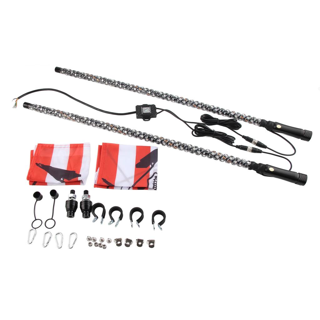 RGB LED Whip Light with Flag APP Control 300 Patterns 366 Modes 12V for UTV ATV Off Road Vehicle