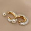New Pearl C-shaped Exaggerated Women's Dangle Earrings Two In One Unique Design Drop Earrings for Women Trendy Fashion Jewelry
