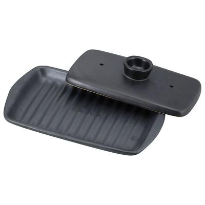 Квадратная тарелка для гриля Wahei Freize Yarun, черная двухсторонняя YR-6018