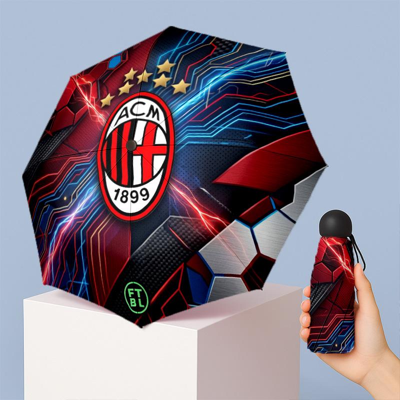 AC Milan Рисунок Печатный Мини 5 Сложений 8 Спиц Компактный Зонт Ветрозащитный Водонепроницаемый Легкий Портативный Складной
