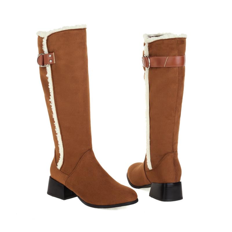 Women's High Heel Boots Autumn and Winter New European and American Style Thick Heel Suede Large Size Women's Boots