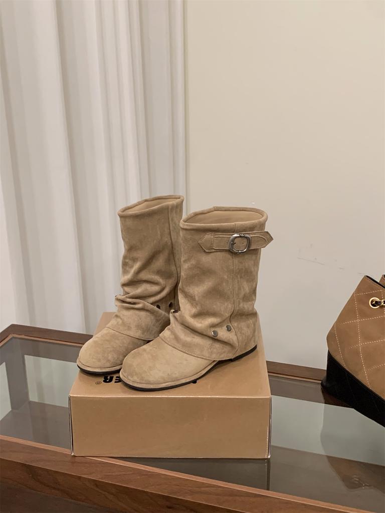 Ботильоны Мартин на толстом каблуке, женские ботинки 2025, новые весенне-осенние мотоциклетные ботинки средней высоты, ботинки-трубы для брюк, ботинки с юбкой