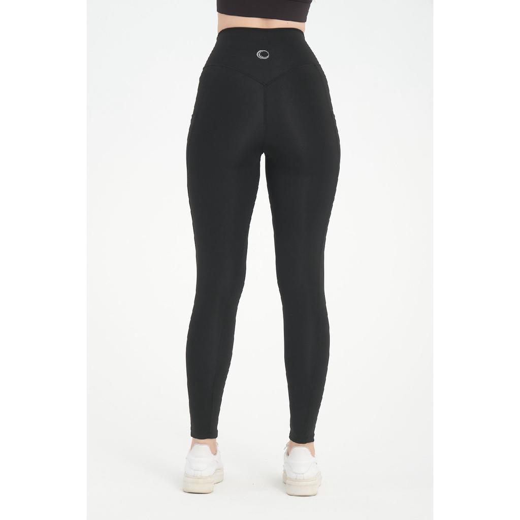 Black Women's Lifting Firming High Waist Corset Effect Double Pocket Sports Tights Leggings.
