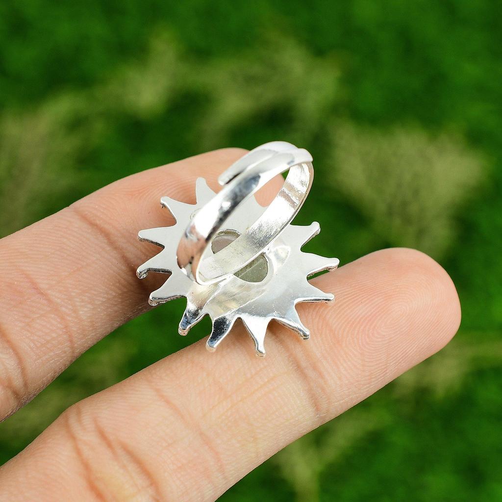 Sterling Silver Oval Natural Moonstone Anniversary Statement Mother Ring Jewelry