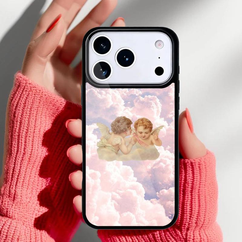 Чехол для телефона 'Ангелочки' для iPhone 17 16 15 14 13 Pro Max Задняя крышка для 12 11 Pro Coque