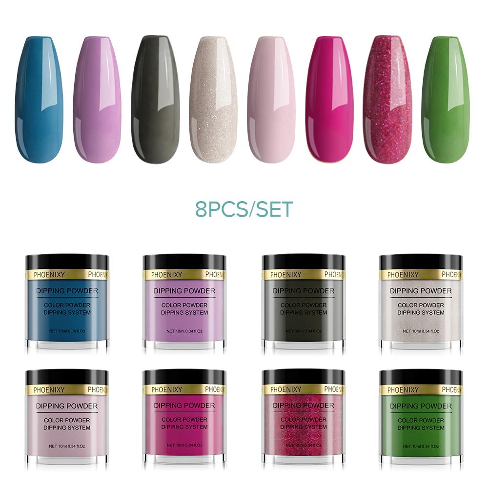 PHOENIXY, 10 г, набор пудры для ногтей, натуральная сухая голографическая система для погружения ногтей, сила