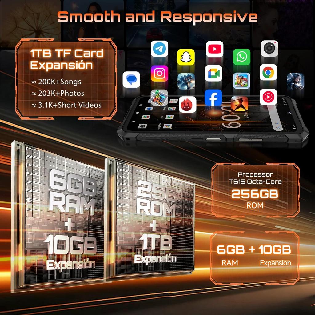 Тонкий защищенный смартфон Cubot KingKong ES 3, Android 15, NFC, огромный аккумулятор 10200 мАч, 6 ГБ ОЗУ, 256 ГБ ПЗУ, 6,745-дюймовый экран 120 Гц