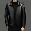 Sheepskin Fur All-in-one Middle-aged Men's Short Lapel Leather Jacket Plus Velvet Thickened Leather Jacket