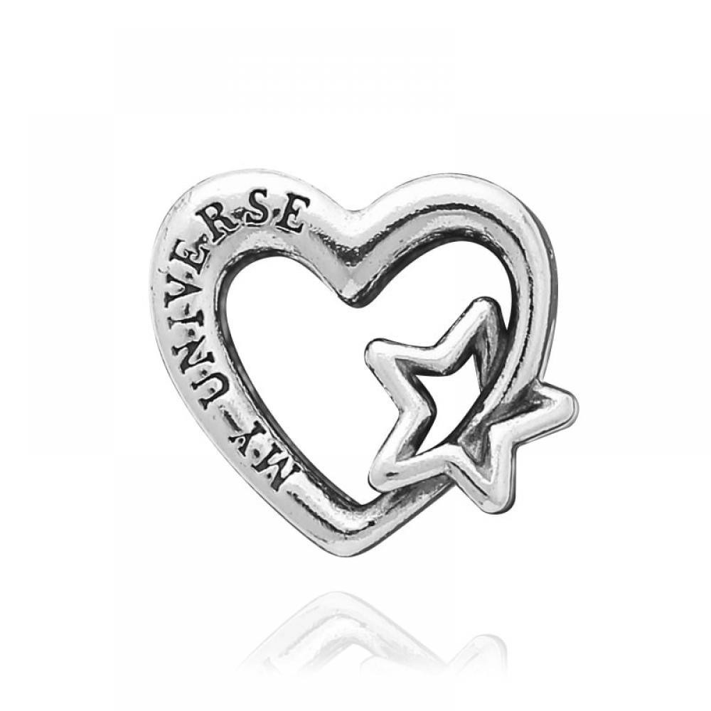 Pandora 792829c00 Openwork Family Heart   Star Silver Charm