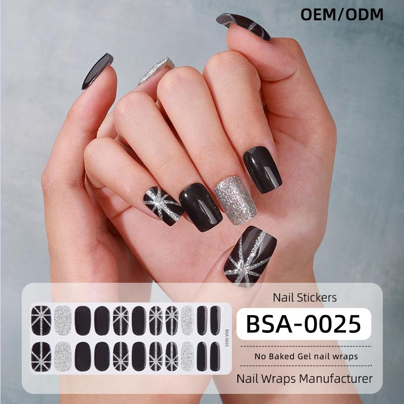 Hot Sale Autumn Winter Design Press-On 22 Gel Nail Wraps Strips No UV Lamp Free Baked Fully No Baked Cured Gel Nail Stickers