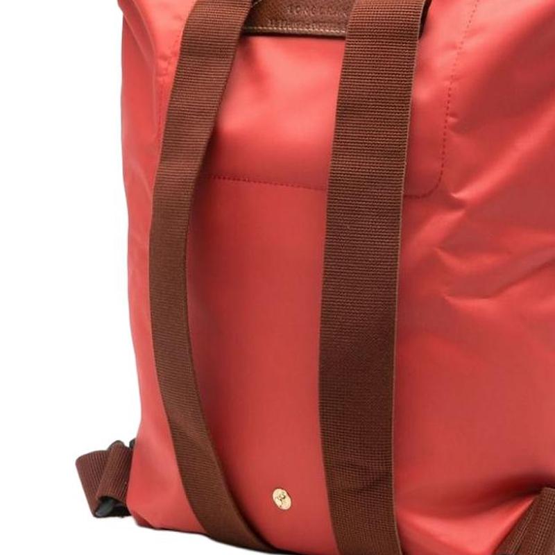 Longchamp Le Pliage Original Textured Logo Adjustable Wide Shoulder Strap Recycled Polyamide Fiber Tote Backpack Women Backpack Tomato-Red 10284089P94