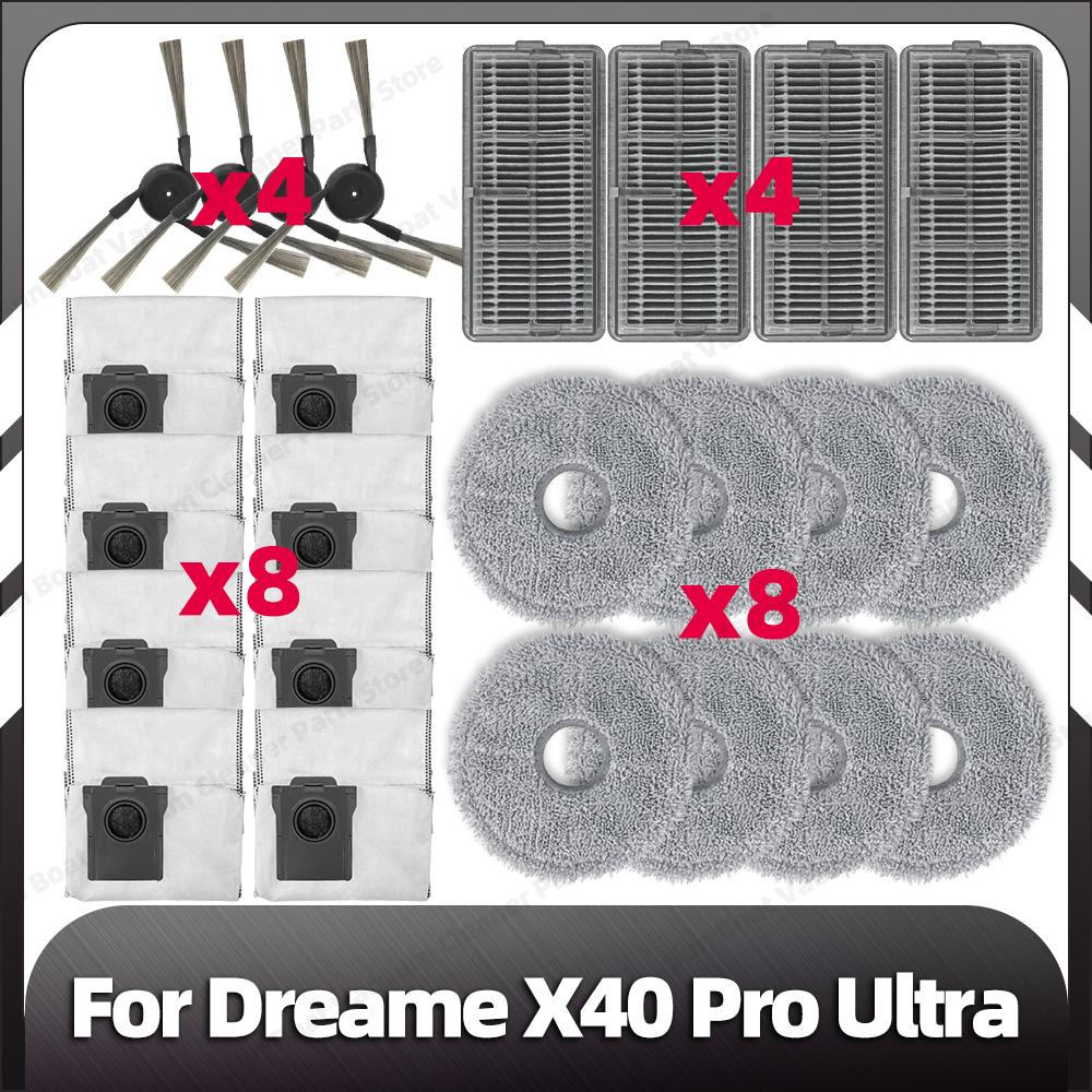 Совместимость с Dreame X40 Pro Ultra Сменная боковая щетка Фильтр HEPAA Насадки для швабры Пылесборники Запасные части Аксессуары