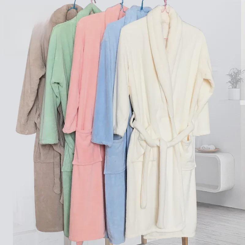 Халат унисекс из кораллового флиса - мягкий, утолщенный, один размер, осенне-зимняя одежда