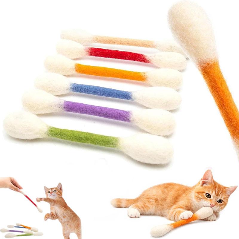 6-pack Cotton Swab Design Including Catnip Giant Chew Stick Cat Toy Interactive Felt Toy For Cats And Pets Gift Acssory