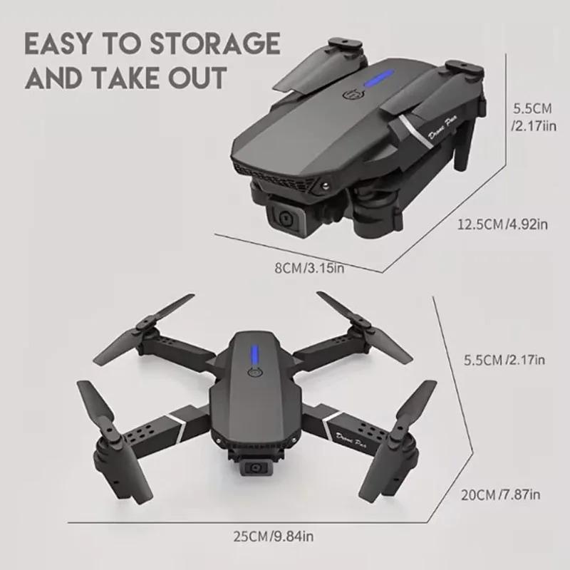 2025E88Pro RC Drone 4K Professional with 3 Batterie 1080P Wide Angle HD Camera Foldable Helicopter WIFI FPV Height Hold Gift Toy