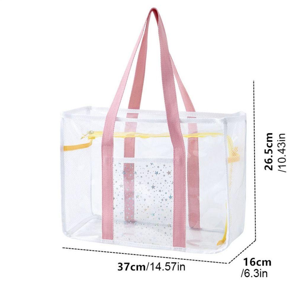 Large Capacity Pvc Transparent Handbag Cosmetic Bag Beach Tote Bag  Streetwear