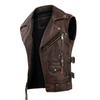 Vintage Brown Motorcycle Vests Men Natural Cowhide Genuine Leather Jacket Sleeveless Men's Riding Vest Motor Biker Jackets