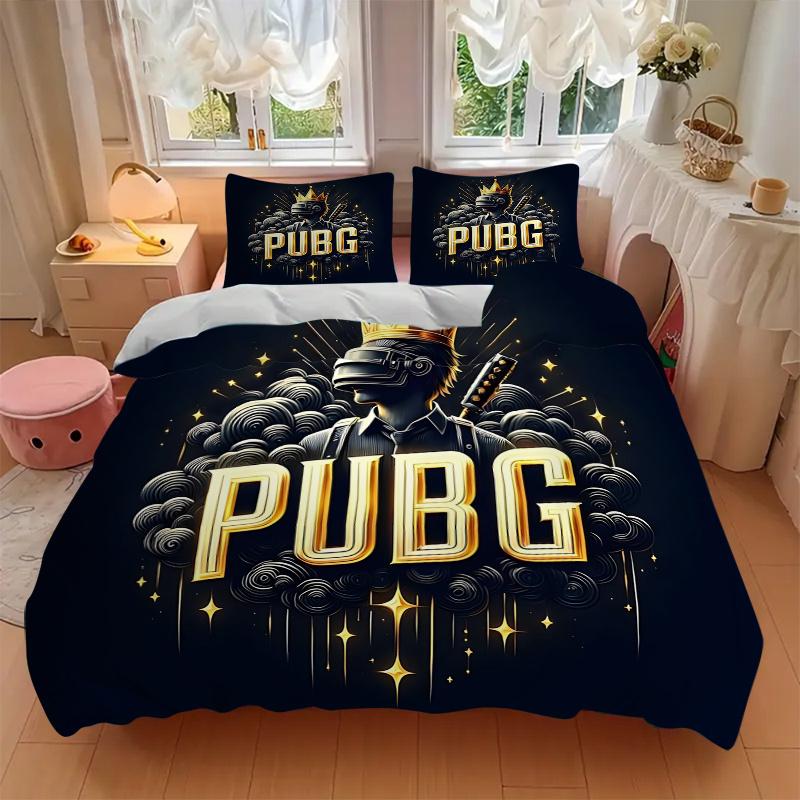 3 шт. Игровой комплект постельного белья PUBG Коронованный Воин - Идеально подходит для Декоративных Спален, Гостевых Комнат, Гостиных, Отелей | Идеальный Подарок для Фанатов, Путешест
