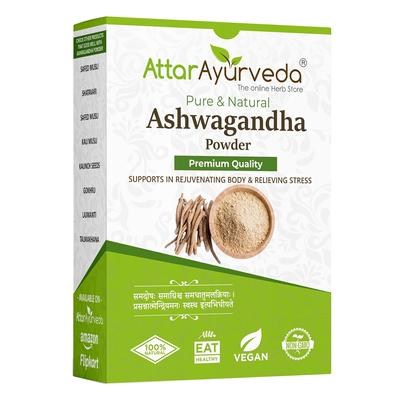 Порошок ашваганды Attar Ayurveda Withania Somnifera помогает бороться с тревогой и стрессом, повышает бодрость и жизненную силу. Без консервантов, 7 унций