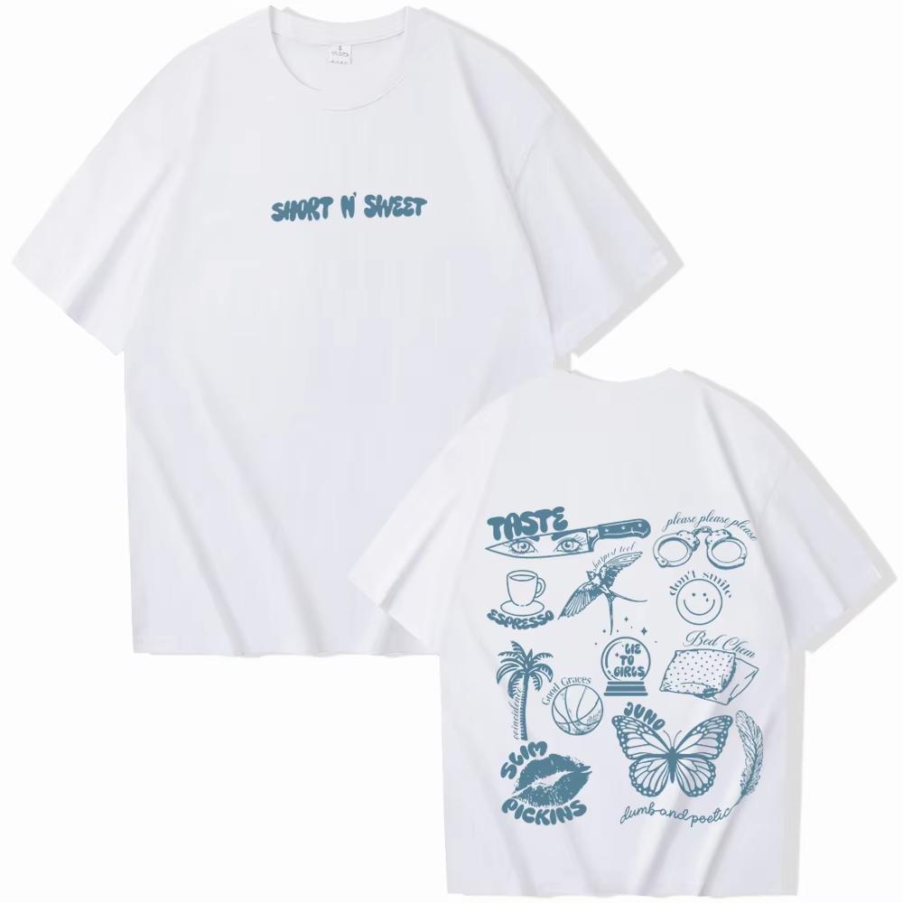 Футболки Sabrina Carpenter Short N' Sweet Мерч Sabrina Carpenter Харадзюку Круглый вырез винтажная футболка