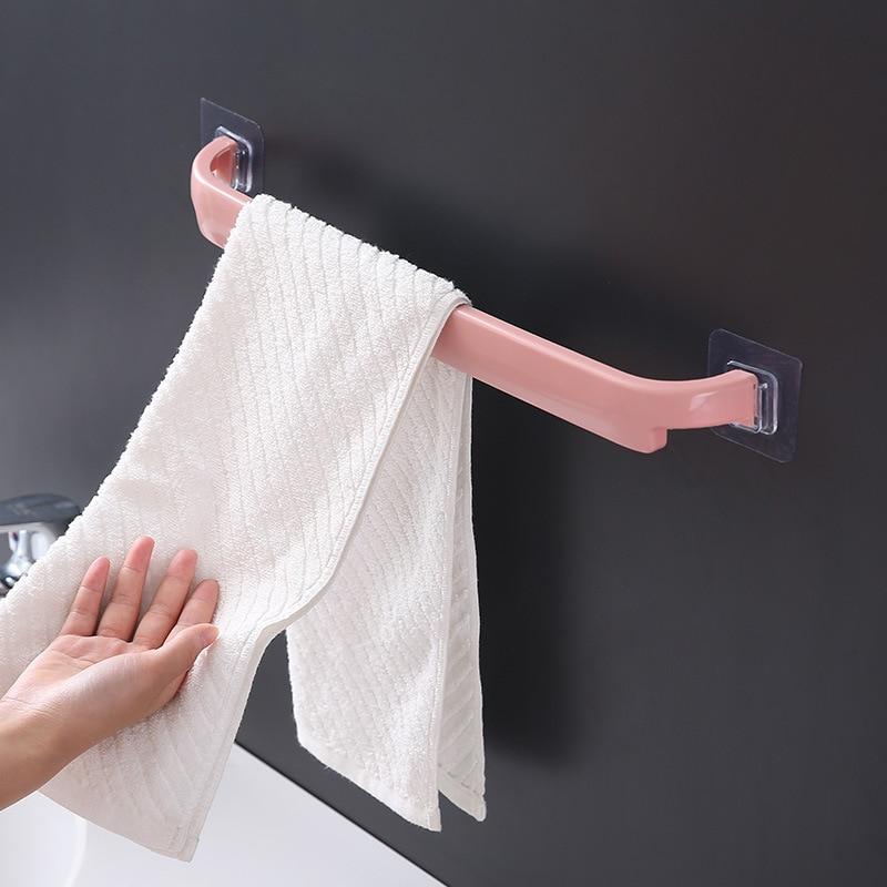 1 Pc Sticky Towel Rack Bathroom Towel Rack Wall Mounted Towel Rack Toilet Suction Cup Holder MYY
