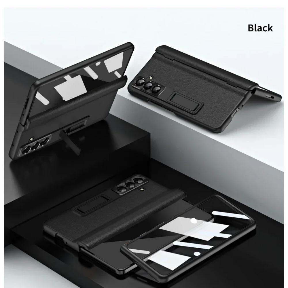 Роскошный Бизнес Невидимый Регулируемый Держатель Пленка из Закаленного Стекла Чехол для Телефона для Samsung Galaxy Z Fold 7 6 5 4 3 Защита Задней Крышки