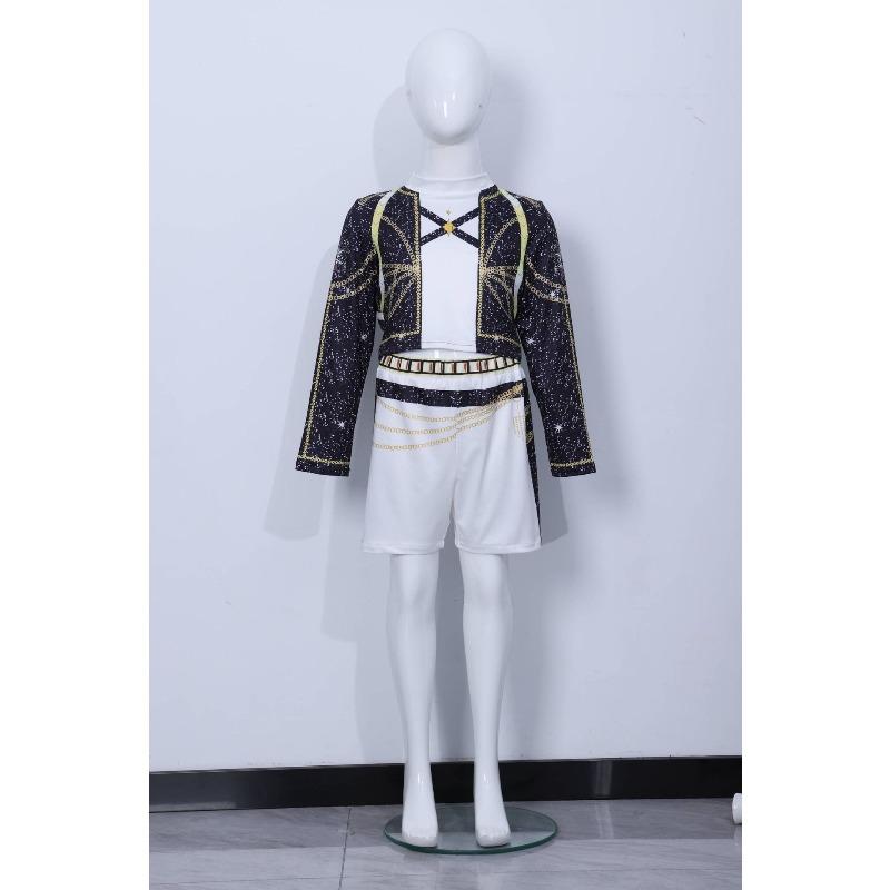 Girls Kids K-POP Singer Stage Rumi Zoey Mira Printing Outfit Halloween Cosplay Costume for Carnival Party Pretend Game Role Playing Dress Up Suit