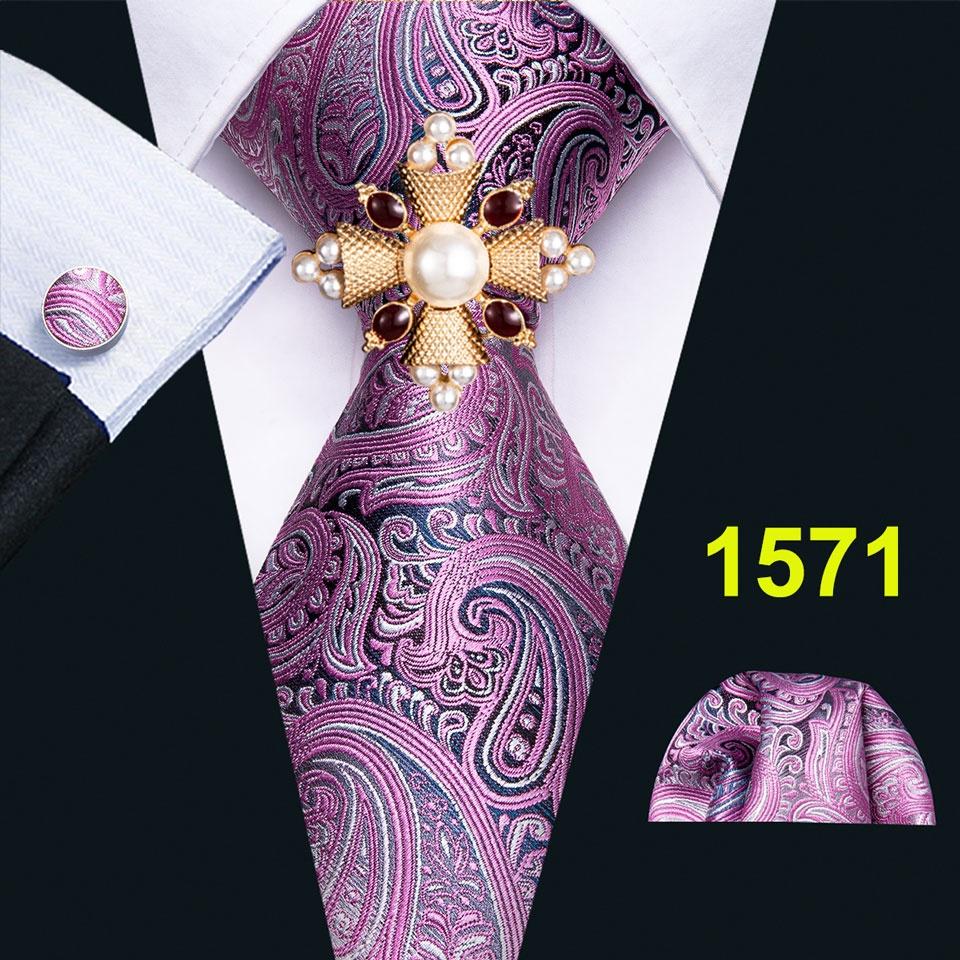 Barry.Wang солидный набор галстук с брошью и запонками,для мужчин