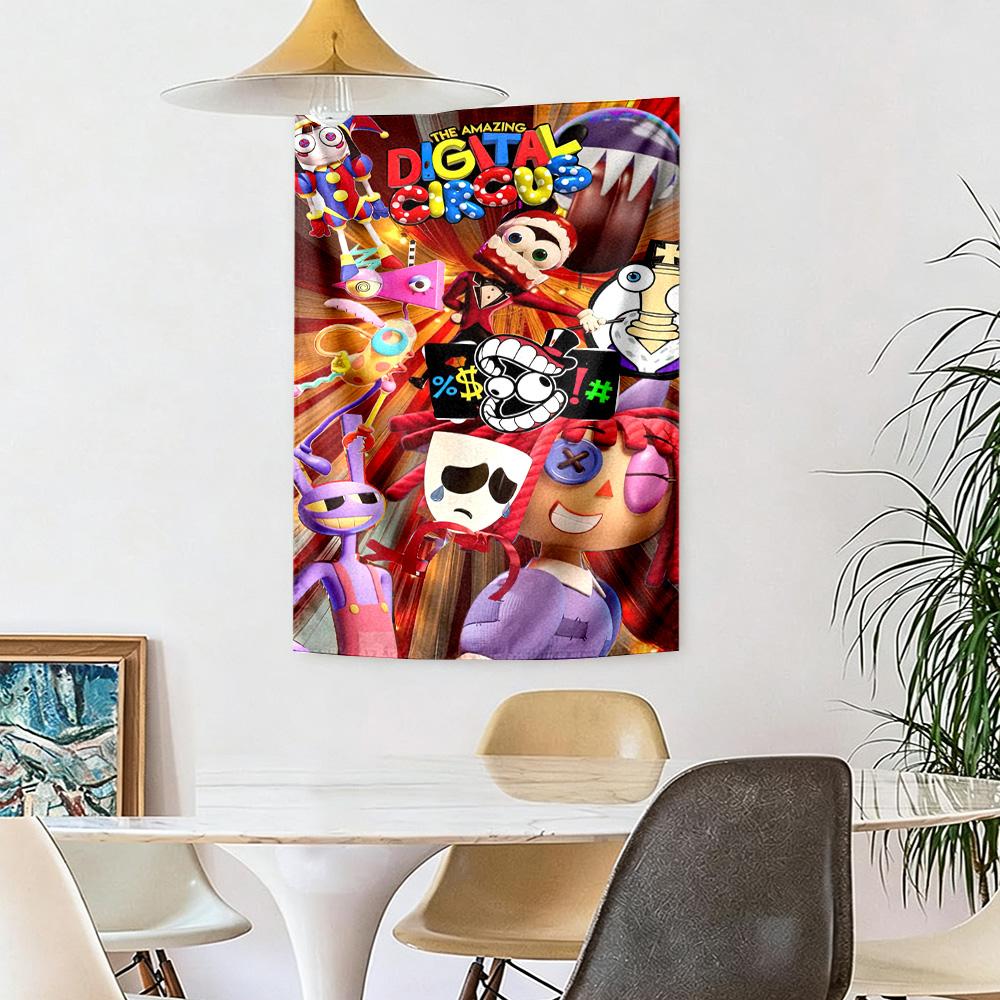 Digital Circus Wall Decor Tapestry Art For Pet Memorial Birthdaywedding Party Backdrop Family Gift
