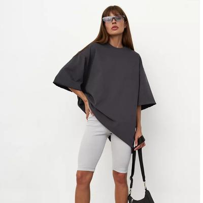 Весенне-летняя хлопковая футболка 260 г, однотонные женские свободные топы с короткими рукавами и короткими рукавами