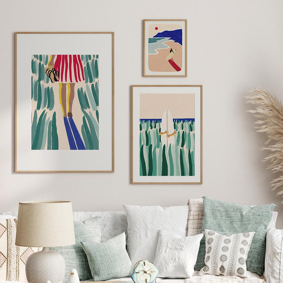 Винтажные постеры для серфинга, пляжа, океана, печать на холсте, настенная картина, искусство, современная мода, ретро, ​​абстрактный декор интерьера гостиной