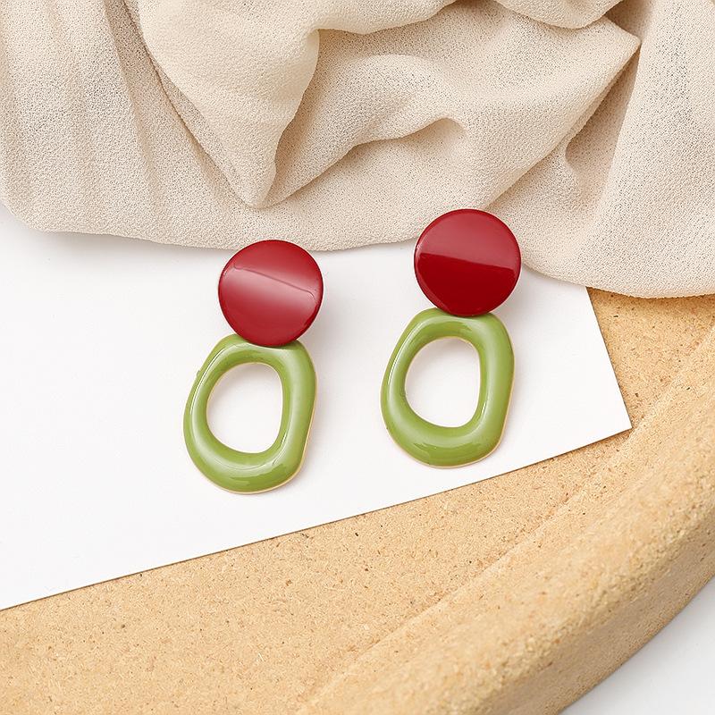 Корейские модные стильные масляные серьги-капли для женщин, 2022 модные разноцветные геометрические круглые серьги-подвески, женские массивные ювелирные изделия