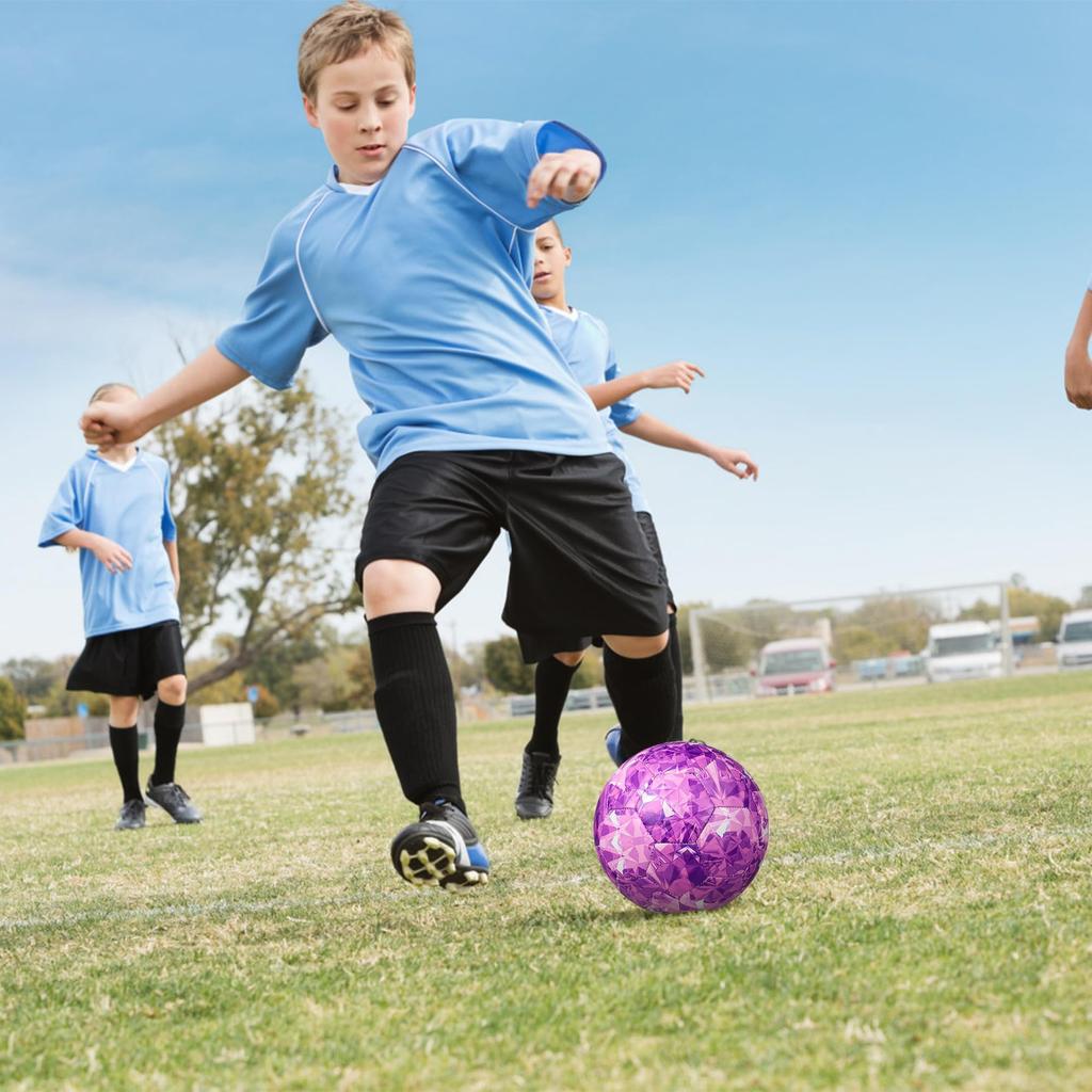 BYAOSUN Soccer Size TPU and for Practice and Purple Ball, 4, Leather, Soft, Durable, Abrasion-Resistant, Competition, [Used]