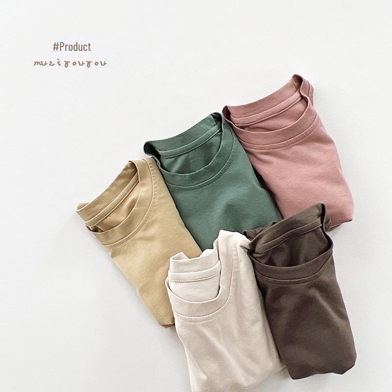 Children's Five-Color Cotton T-Shirt ~ 2025 Spring/Autumn Korean Forest Style for Girls.