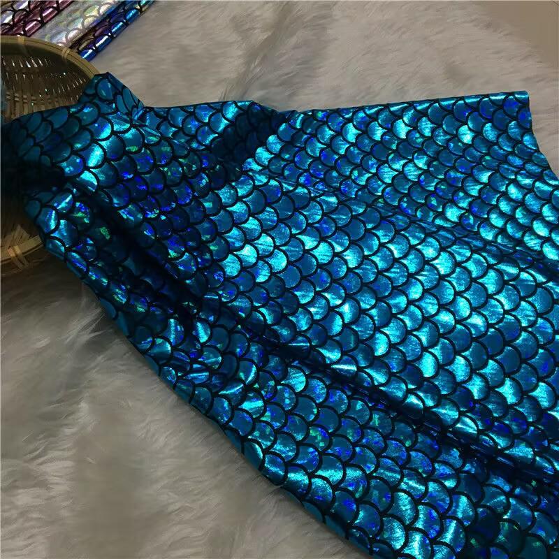 Ткань с блестками под рыбью чешую, эластичная, для DIY, костюмов для сценических выступлений, украшения свадебной вечеринки, шитья, ткани для купальника русалки
