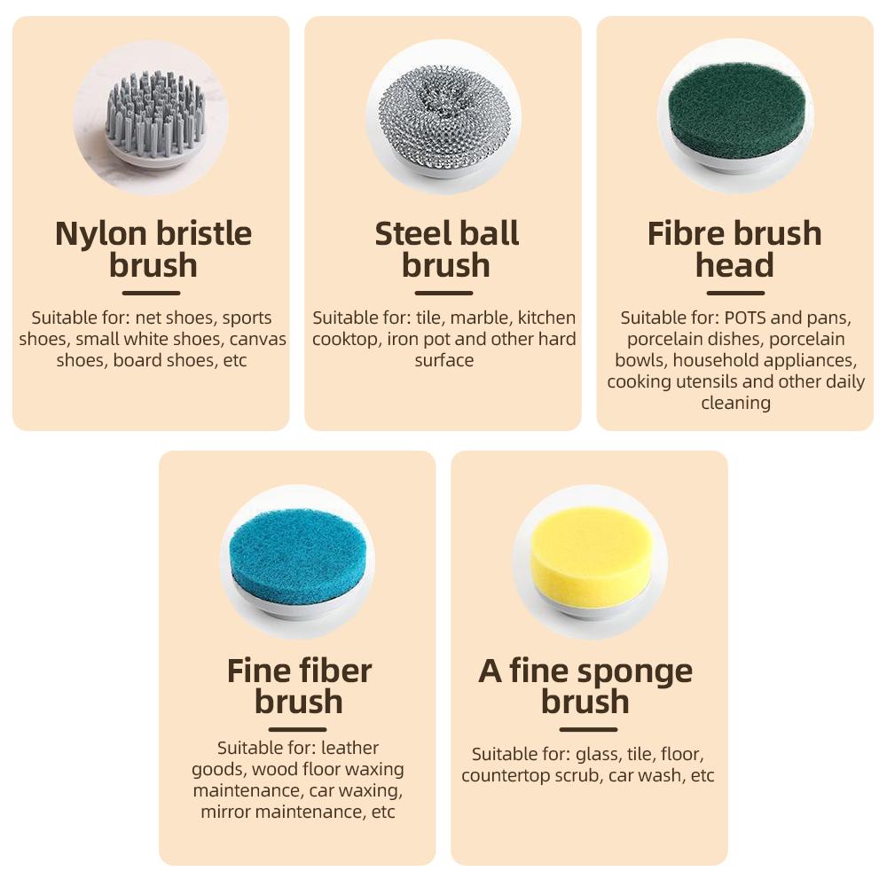 Набор электрических чистящих щеток, портативный беспроводной электрический вращающийся скруббер, водонепроницаемый, 3 скорости, цифровой