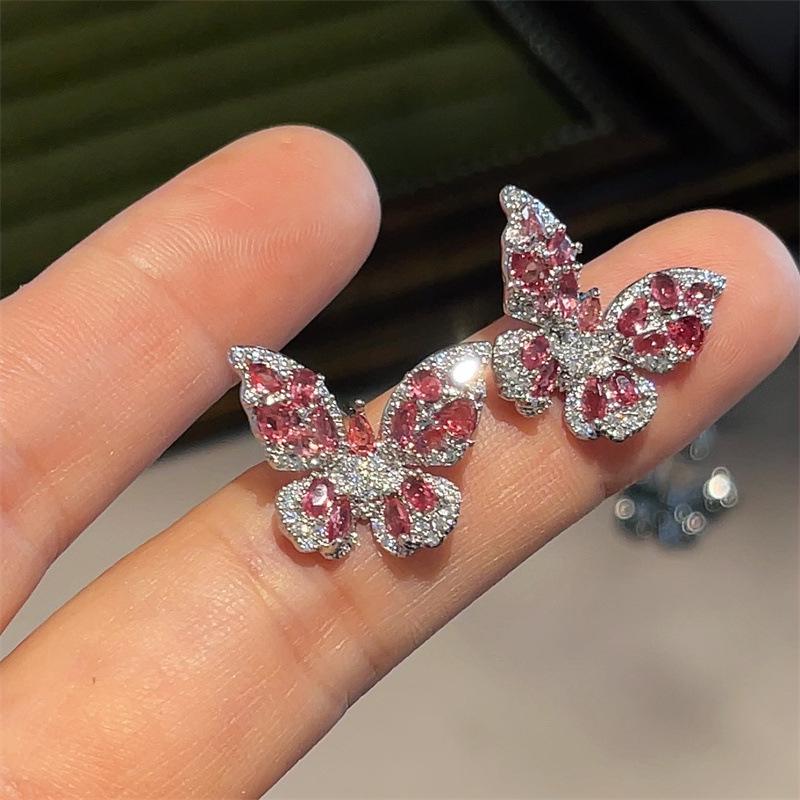 Серьги-бабочки из серебра 925 пробы — свежий корейский дизайн с гальваническим покрытием золотом, легкий роскошный стиль ниши