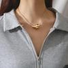 Stainless Steel Hollow Water Drop Pendant Necklace - Elegant Women's Personalized Clavicle Chain
