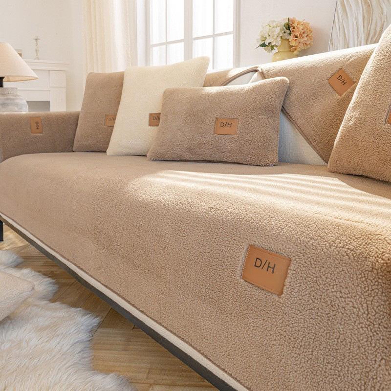 Winter Lamb Wool Thickened Plush Seat Cushion Non-Slip Leather Sofa Cover High-Grade Nordic Simple Sofa Cushion Winter Model