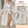 Ladies Nightgown Sexy Lace Splicing Homewear Bathrobe Cardigan Perspective Pajamas