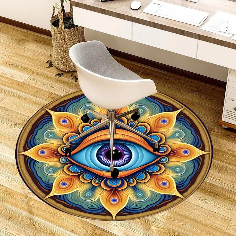 1pc Office Carpet Chair Mats Psychedelic Eye Mandala Perfect for Decorating Office Chairss, Or Bedrooms.YDT443