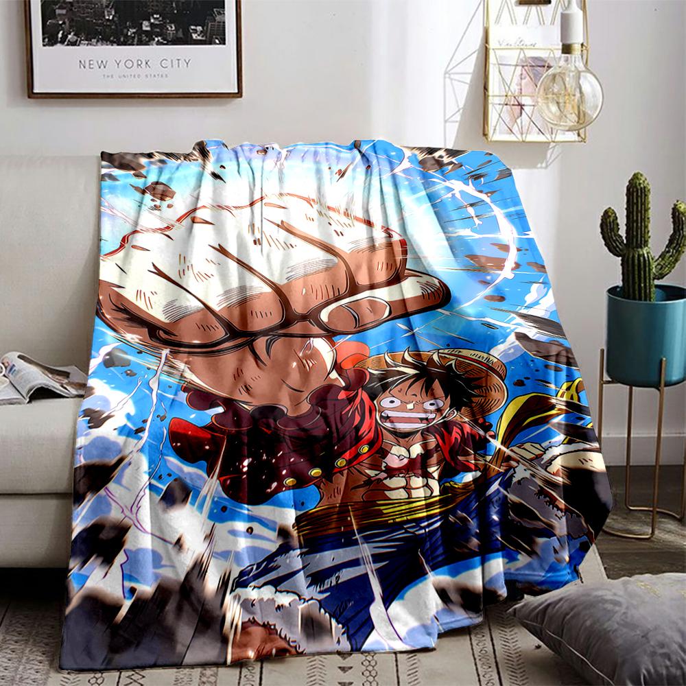 Anime Cartoon Style blanket with Hero Punch Action Scene Design blanket, suitable for use in the bedroom, living room, on the sofa