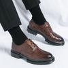 Fashion Men's Fashion Genuine Leather British Style Thick Bottom Work Shoes Classic Lace Up Comfortable Anti Slip Big Head Leather Shoes