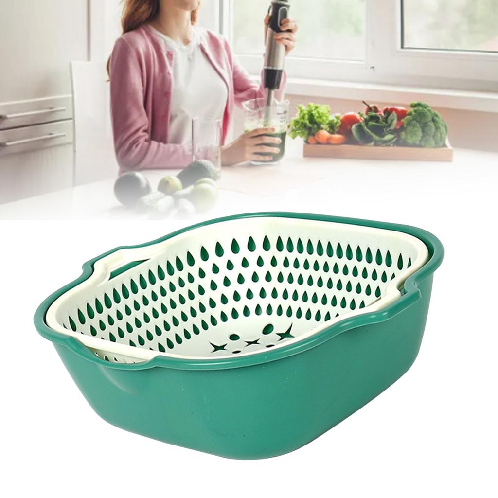 Кухонный дуршлаг, миска, двухслойная корзина для мытья овощей, утолщенный пластиковый сливной таз для кухни